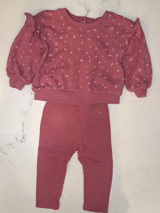 GAP Other - GAP Rose Pink Floral Ruffle Top & Ribbed Leggings Set